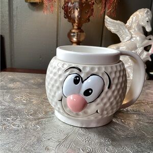 Vintage 2000 Novelty Golf Ball Mug with Cartoon Face
